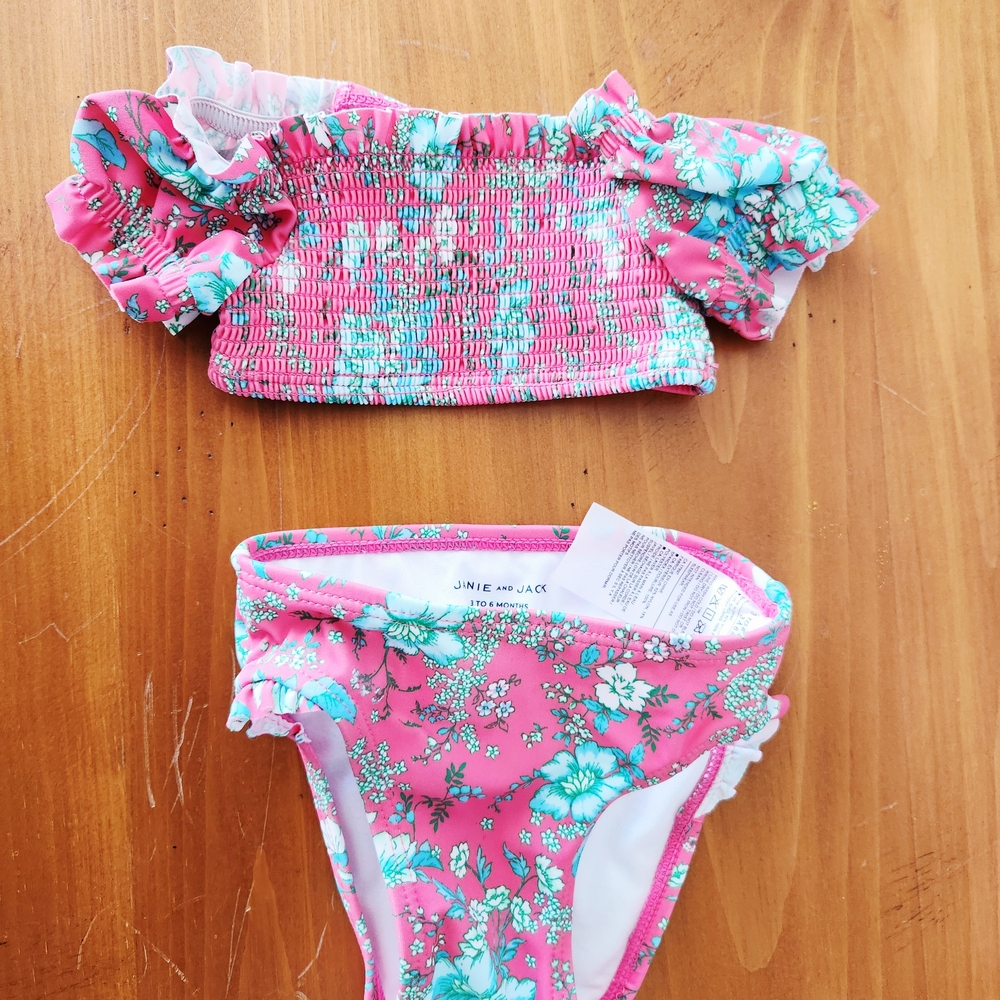 Janie and Jack 3-6m Smocked Floral Two-Piece Swimsuit